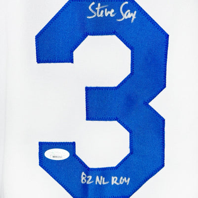 Steve Sax Signed 82 NL ROY Inscription Los Angeles White Baseball Jersey (JSA)