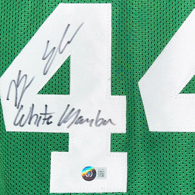Brian Scalabrine Signed White Mamba Inscription Boston Green Basketball Jersey (Beckett)