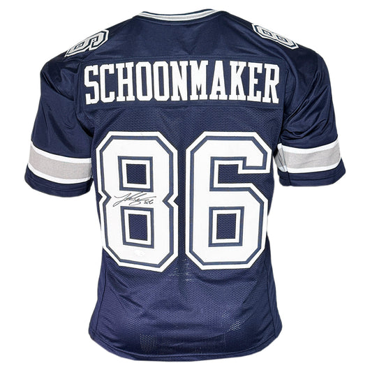 Luke Schoonmaker Signed Dallas Blue Football Jersey (JSA)