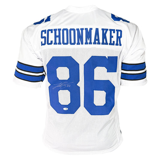 Luke Schoonmaker Signed Dallas White Football Jersey (JSA)