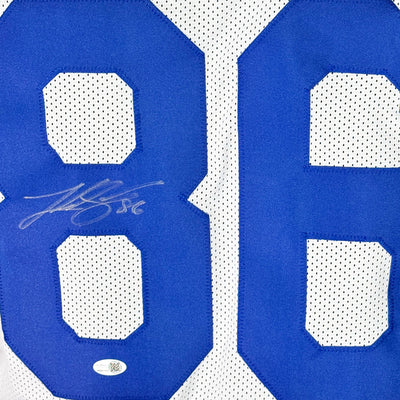 Luke Schoonmaker Signed Dallas White Football Jersey (JSA)