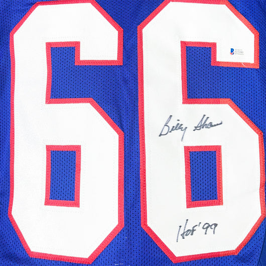 Billy Shaw Signed HOF 99 Inscription Buffalo Blue Football Jersey (Beckett)