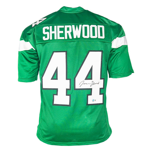 Jamien Sherwood Signed New York Green Football Jersey (Beckett)