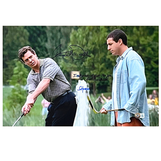 Christopher McDonald Signed "I eat pieces of shit like you for breakfast" Inscription Shooter McGavin Happy Gilmore 11x17 Photo (Beckett)