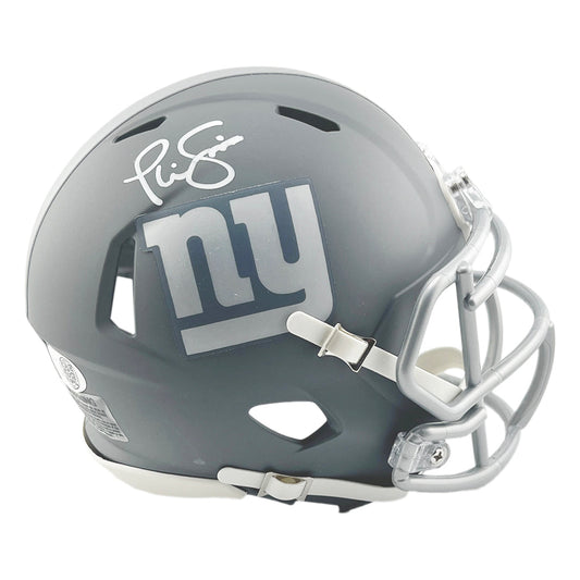 Phil Simms Signed New York Giants Slate Alternate Speed Mini Football Helmet (JSA)