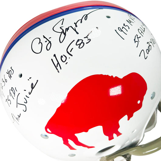 OJ Simpson Signed Multi Inscription Buffalo Bills Throwback 65-73 Full-Size Replica Football Helmet (JSA)