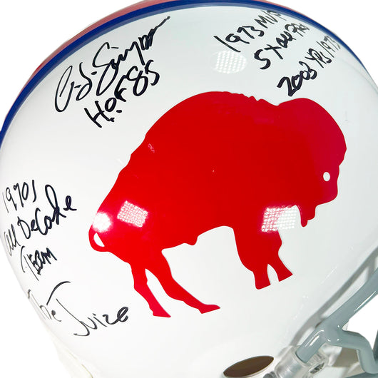 OJ Simpson Signed Multi Inscription Buffalo Bills Throwback 65-73 Authentic Full-Size Football Helmet (JSA)