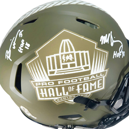 Brian Urlacher and Mike Singletary Signed Hall of Fame Authentic Salute to Service Full-Size Football Helmet (Beckett)
