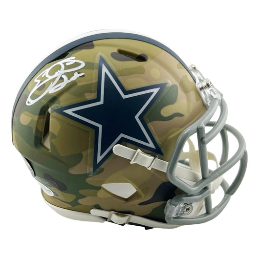 Emmitt Smith Signed Dallas Cowboys Camo Speed Mini Football Helmet (Beckett)