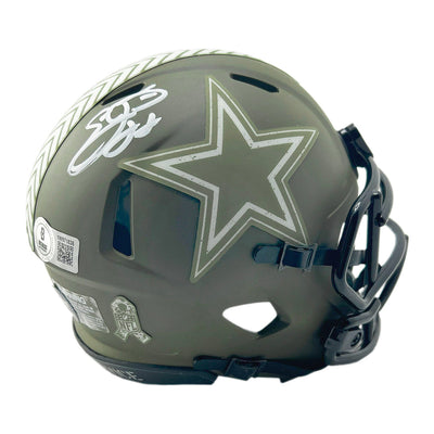 Emmitt Smith Signed Dallas Cowboys Salute to Service Mini Football Helmet (Beckett)