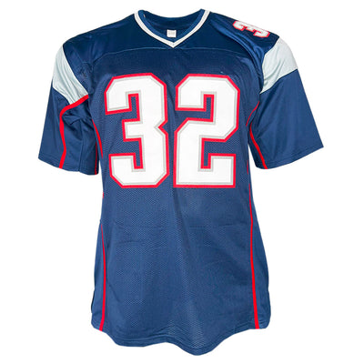 Antowain Smith Signed 2x SB Champ Inscription New England Navy Football Jersey (JSA)
