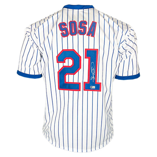 Sammy Sosa Signed Chicago Pinstripe Baseball Jersey (Beckett)