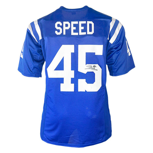 EJ Speed Signed Indianapolis Blue Football Jersey (Beckett)