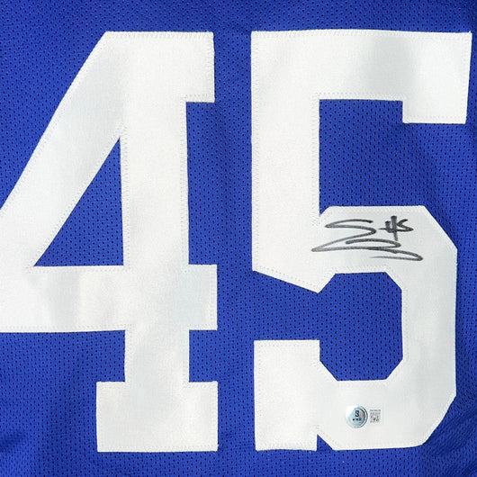 EJ Speed Signed Indianapolis Blue Football Jersey (Beckett)