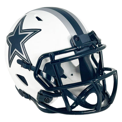 Roger Staubach Signed Dallas Cowboys Blue Ink Lunar Eclipse Mini Football Helmet (Beckett)