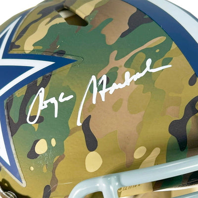 Roger Staubach Signed Dallas Cowboys Camo Authentic Speed Full-Size Football Helmet (Beckett)