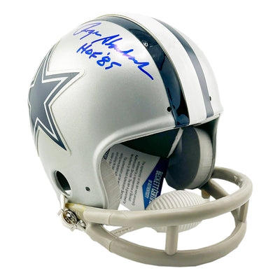 Roger Staubach Signed HOF 85 Inscription Dallas Cowboys Throwback Mini Football Helmet (Beckett)