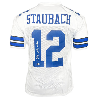 Roger Staubach Signed Dallas White Football Jersey (Beckett)