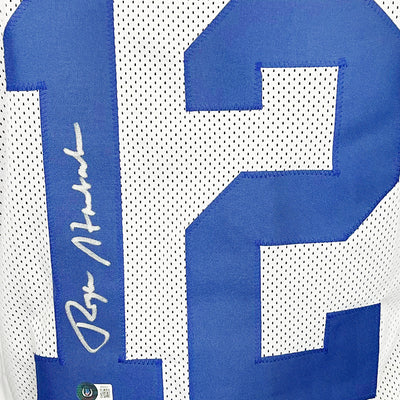 Roger Staubach Signed Dallas White Football Jersey (Beckett)
