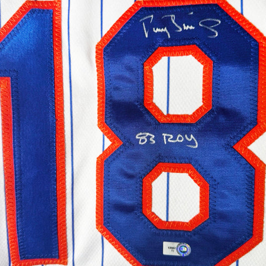 Darryl Strawberry Signed 83 ROY Inscription New York Pinstripe Baseball Jersey (MLB)