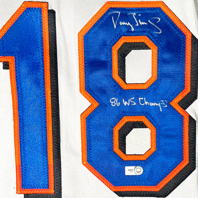 Darryl Strawberry Signed 86 WS Champs Inscription New York #18  Grey Baseball Jersey (MLB)