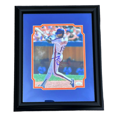 Darryl Strawberry Signed New York Pose 1 Baseball Framed 8x10 Photo (JSA)