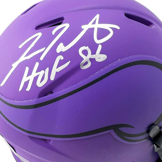 Fran Tarkenton Signed HOF 86 Inscription Minnesota Vikings Rave Mini Football Helmet (Beckett)