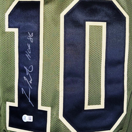 Fran Tarkenton Signed HOF 86 Inscription Minnesota Salute to Service Football Jersey (Beckett)