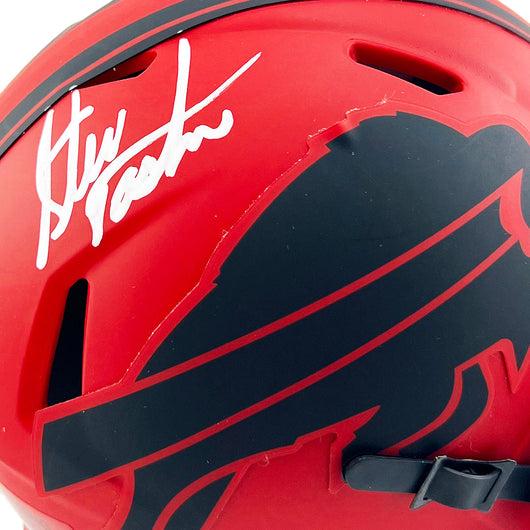 Steve Tasker Signed Buffalo Bills Rave Mini Football Helmet (JSA)
