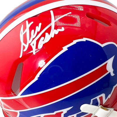 Steve Tasker Signed Buffalo Bills Throwback 87-01 Speed Mini Football Helmet (JSA)