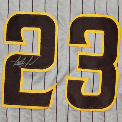 Fernando Tatis Jr Signed San Diego Grey Pinstripe Slam Diego Baseball Jersey (JSA)