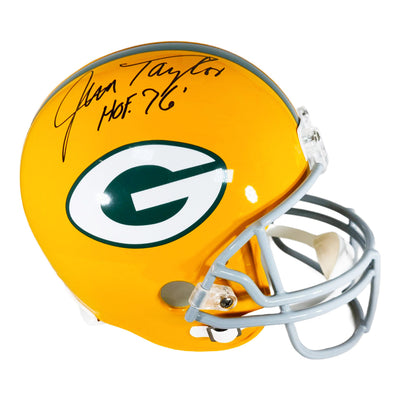 Jim Taylor Signed HOF 76 Inscription Green Bay Packers Full-Size Replica Football Helmet (JSA)