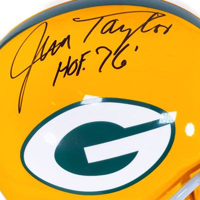 Jim Taylor Signed HOF 76 Inscription Green Bay Packers Full-Size Replica Football Helmet (JSA)