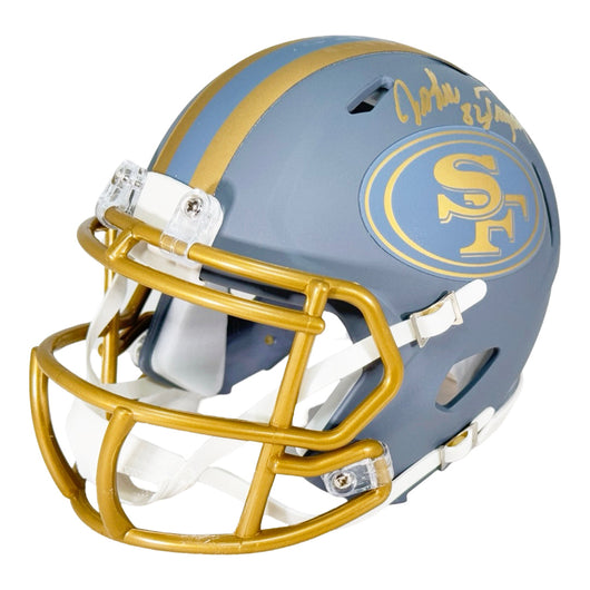 John Taylor Signed San Francisco 49ers Slate Alternate Speed Mini Football Helmet (Beckett)