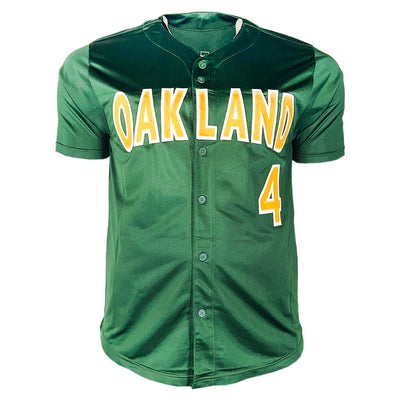 Miguel Tejada Signed Oakland Green Baseball Jersey (Beckett)
