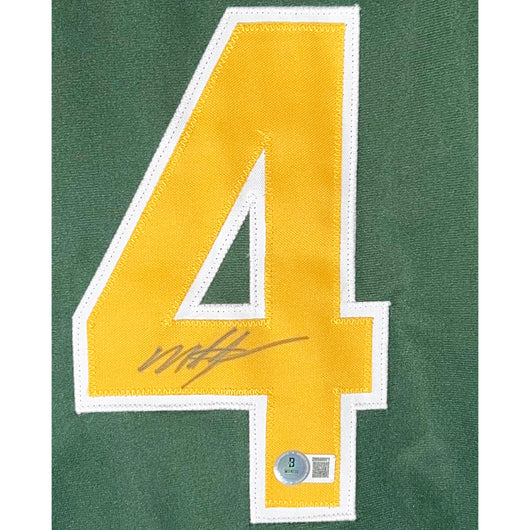 Miguel Tejada Signed Oakland Green Baseball Jersey (Beckett)