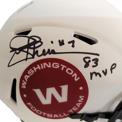 Joe Theismann Signed 83 MVP Inscription Washington Football Team Lunar Speed Mini Football Helmet (JSA)