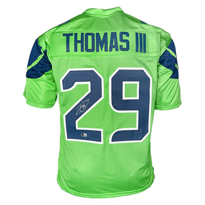 Earl Thomas Signed Seattle Green Football Jersey JSA