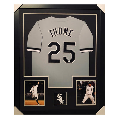 Jim Thome Signed Chicago Framed Vertical Layout Pro Edition Grey Jersey (JSA)