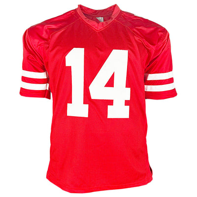 YA Tittle Signed HOF 71 Inscription San Francisco Red Football Jersey (JSA)