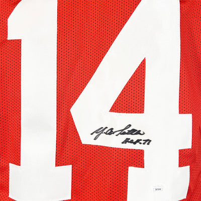 YA Tittle Signed HOF 71 Inscription San Francisco Red Football Jersey (JSA)