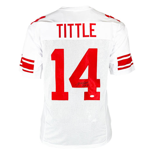 Y.A. Tittle Signed HOF 71 Inscription New York White Black Signature Football Jersey (JSA)
