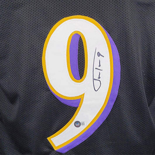 Justin Tucker Signed Baltimore Pro Black Football Jersey (Beckett)
