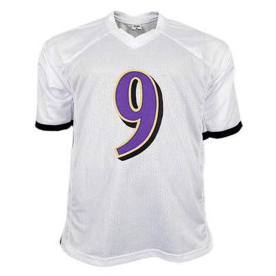 Justin Tucker Signed Baltimore Pro White Football Jersey (Beckett)