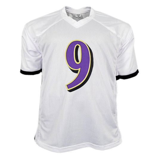 Justin Tucker Signed Baltimore Pro White Football Jersey (Beckett)