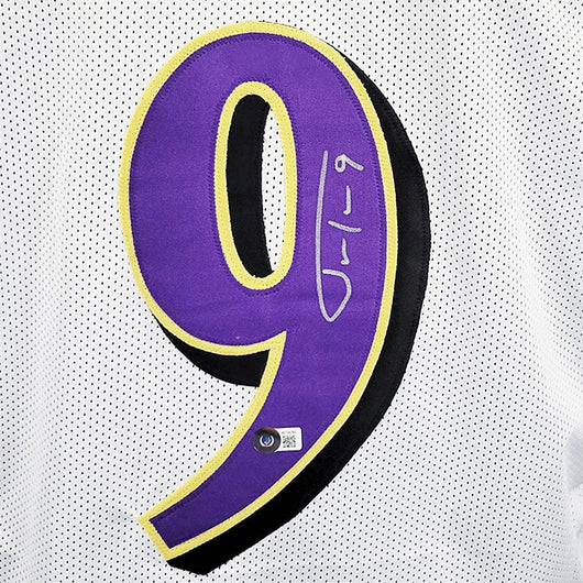 Justin Tucker Signed Baltimore Pro White Football Jersey (Beckett)