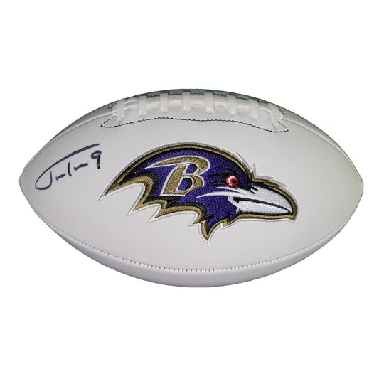 Justin Tucker Signed Baltimore Ravens Official NFL Team Logo Football (Beckett)