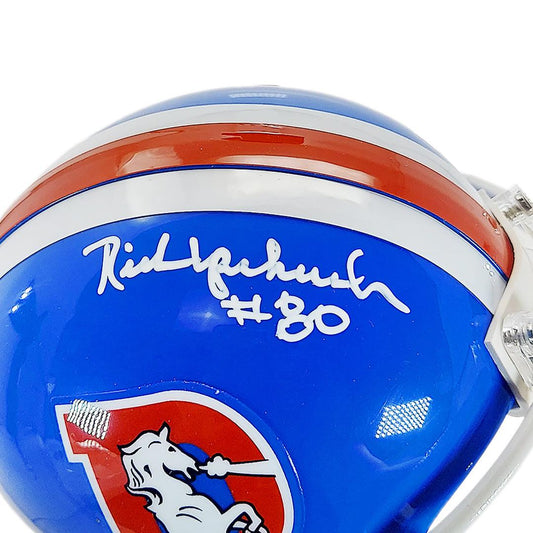 Rick Upchurch Signed Denver Broncos Throwback 75-96 Mini Football Helmet (Beckett)