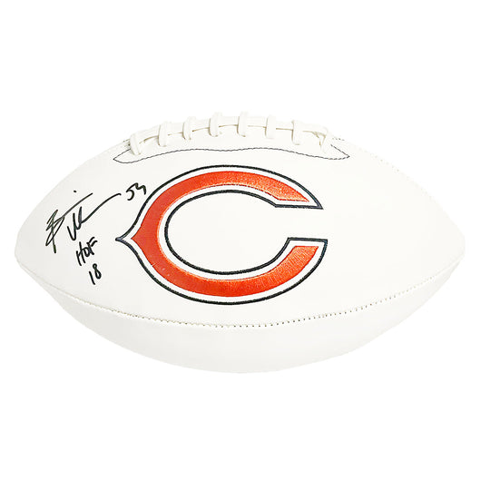 Brian Urlacher Signed HOF 18 Inscription Chicago Bears Official NFL Team Logo White Football (Beckett)