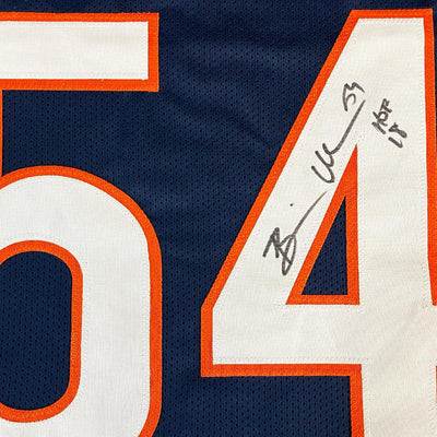 Brian Urlacher Signed HOF 2018 Inscription Chicago Navy Football Jersey (Beckett)